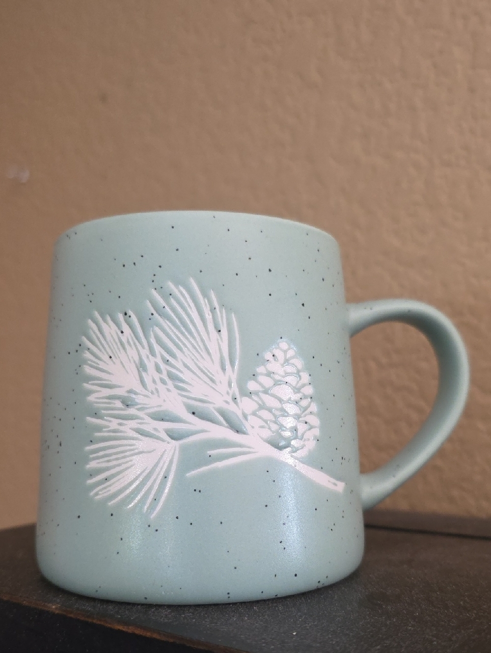 Burton+ Burton Mint Green Ceramic Mug with Pinecone Relief